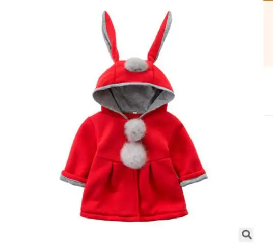 Осенне-зимнее детское утепленное пальто, куртка для девочек, хлопковое детское Хлопковое платье принцессы с капюшоном и цветочным принтом - Цвет: Красный