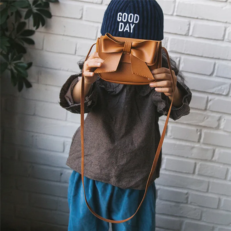 

AOTIAN Children Girls Cute Shoulder Baga Bow knotl Leather Handbag Mini Cross Body Messenger Bag Phone Pocket Coin Purse A30