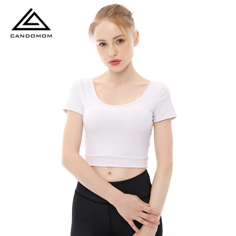 CANDOMOM женский фшион Йога костюм спортивная футболка с коротким рукавом летняя