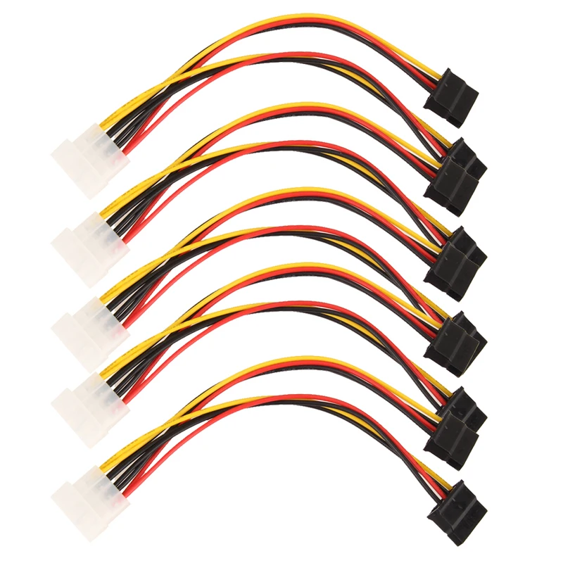 5Pcs 15cm 4Pin IDE Male to Dual SATA Y Splitter Female HDD Power