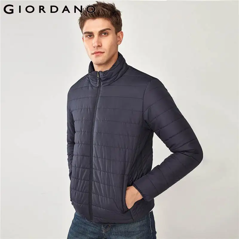 Giordano Men Jacket Men Solid Color Stand Collar Jacket