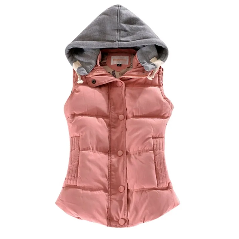 

Winter Jackets Women With Hooded Autumn Oversized Coat Fashion Casual Big Plus SIZE M-4XL Sleeveless Vest Cotton chaquetas mujer