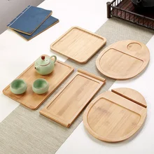 

Chinese Bamboo wood kung fu gongfu Tea Tray Tea Accessory Plate Rectangular Simple Natural Bamboo Material Tray Single Layer G $