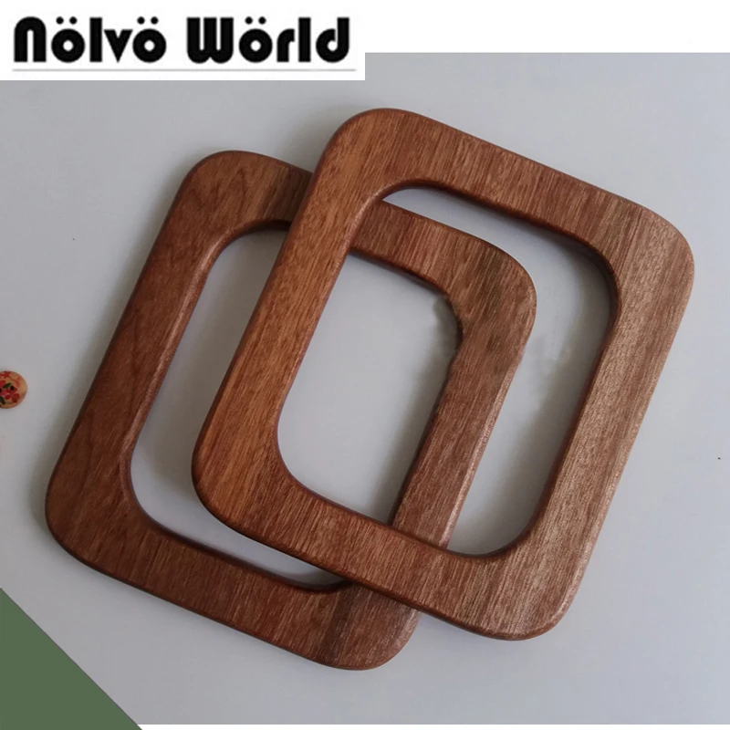 

2 Pairs=4 Pieces,Square Shape Wood bag handle,15*13cm Cherry Tree,Oak Tree Solid Wood handles for bags,Wooden Purse Bag Handles