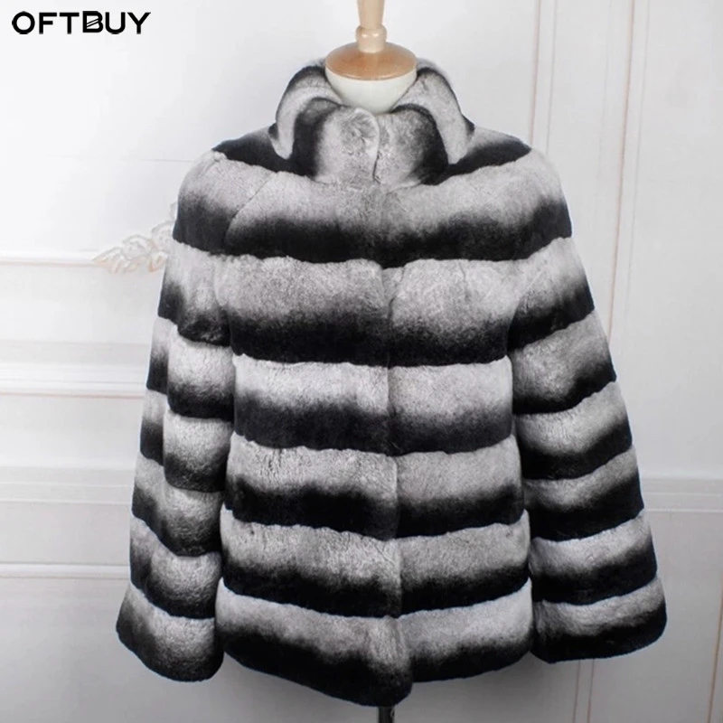 Женская шубка из натурального меха OFTBUY утолщенная кролика с воротником стойкой