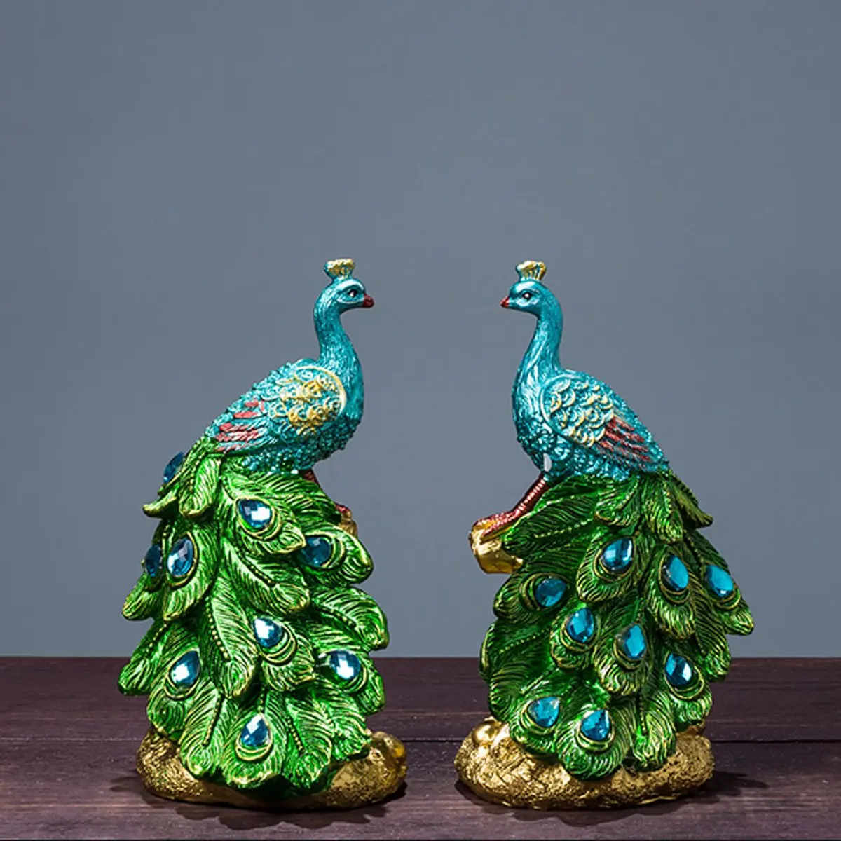 

NEW Mini Resin Peacock Figurine Miniatures Home Decoration Statue Ornament Home Art Crafts 9x9x15cm Wedding Birthday Gifts