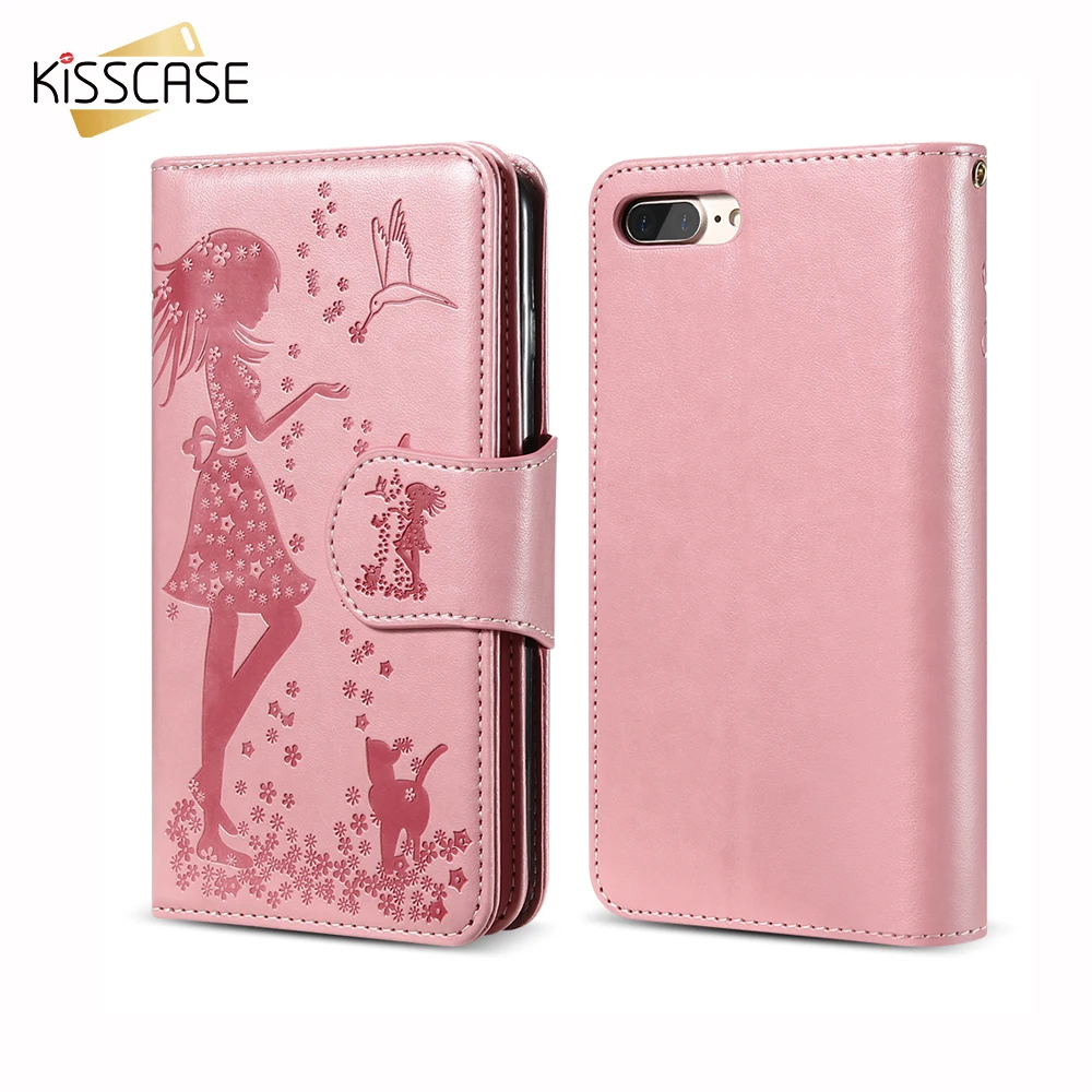 Kisscase Стоять Кошелек чехол на айфон 6 6S плюс для 7 8 кожаный X 5 5S SE флип зеркало s 5s|mirror