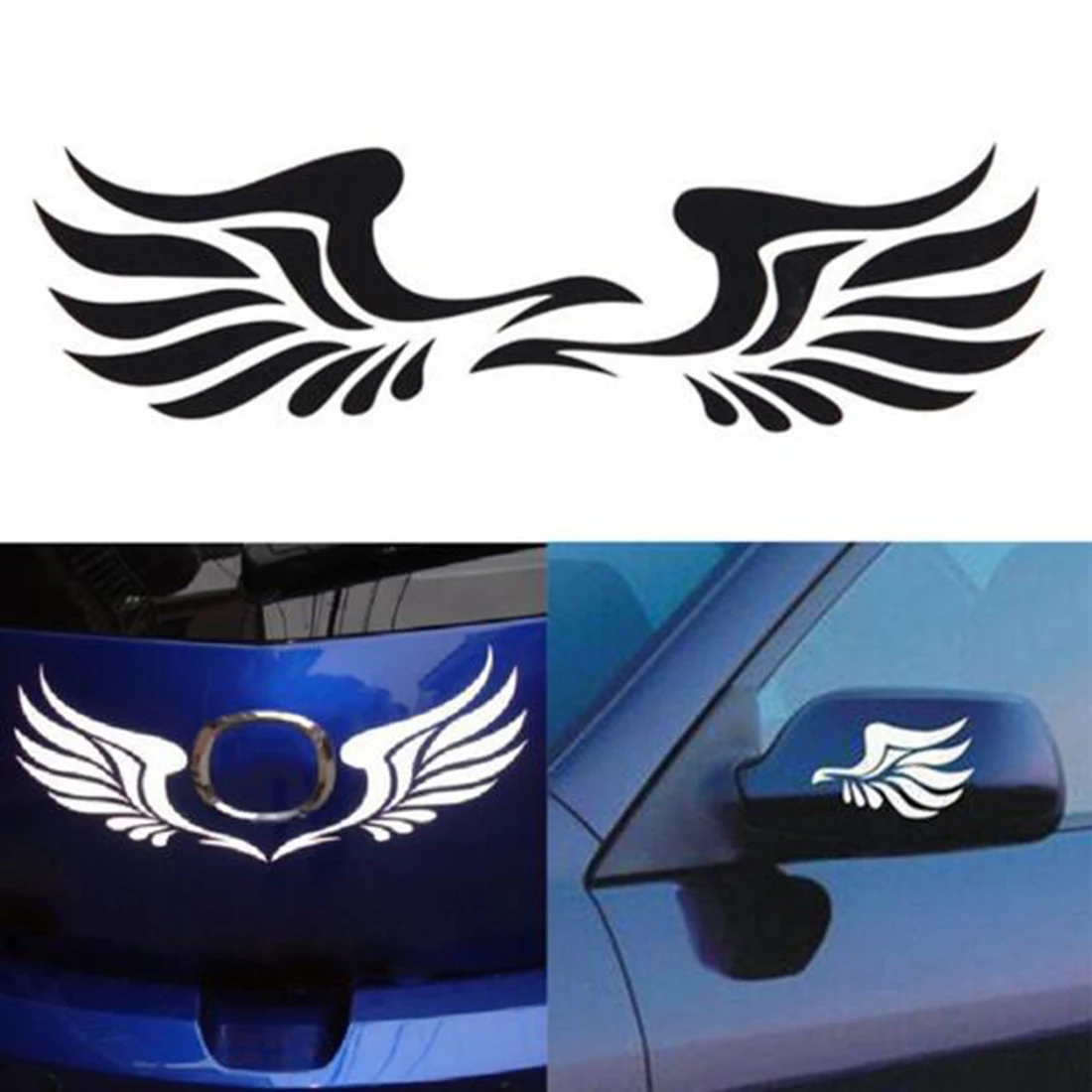 1 Pair Car Stickers Rearview Mirror Reflective Stickers Fire Wings Stickers