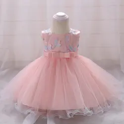 Крещения младенцев Одежда Платье для новорожденных девочек Детские платье с вышивкой для маленьких девочек платья 1st Одежда на выход