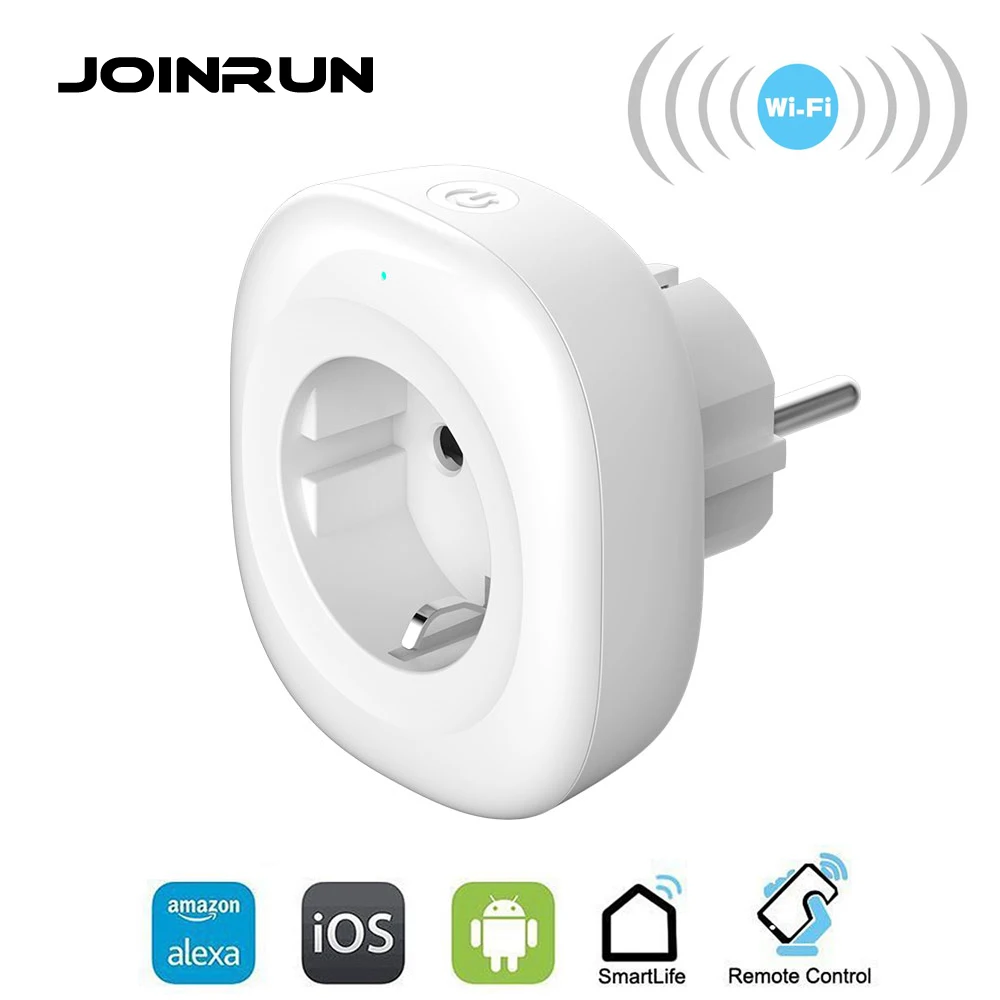

JOINRUN Wifi Smart Socket EU Power Plug Smart Plug Mobile APP Remote Control USB Output Works with Amazon Alexa Google Home