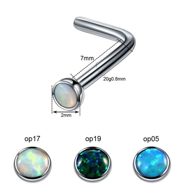 Titanium Labret Nostril Vagina CBR Piercings Opal Ear Septum Helix Cartilage Opal BCR Piercings Micro Dermal Anchor Jewelry