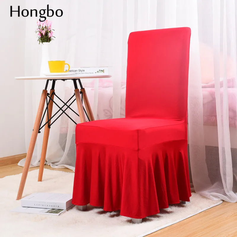 Hongbo защита для свадебного банкета, чехол для стула, однотонный цвет, плиссированная юбка, стильные чехлы на стулья, эластичный спандекс, высокое качество