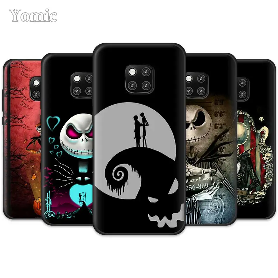 

Black Silicone Phone Case for Huawei Mate 20 Pro 10 20 Lite P20 P30 Pro Honor 20 Lite 20 Pro Jack Skellington Before Christmas