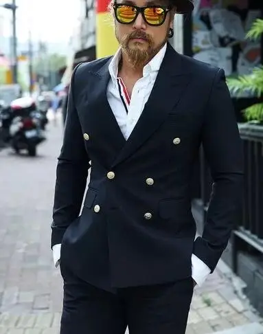 

Double Breasted Men Suit Slim Fit Wedding Suits For Men Groom Tuxedo Best Man Party Suit Formal Casual Business Blazer 2 Pieces