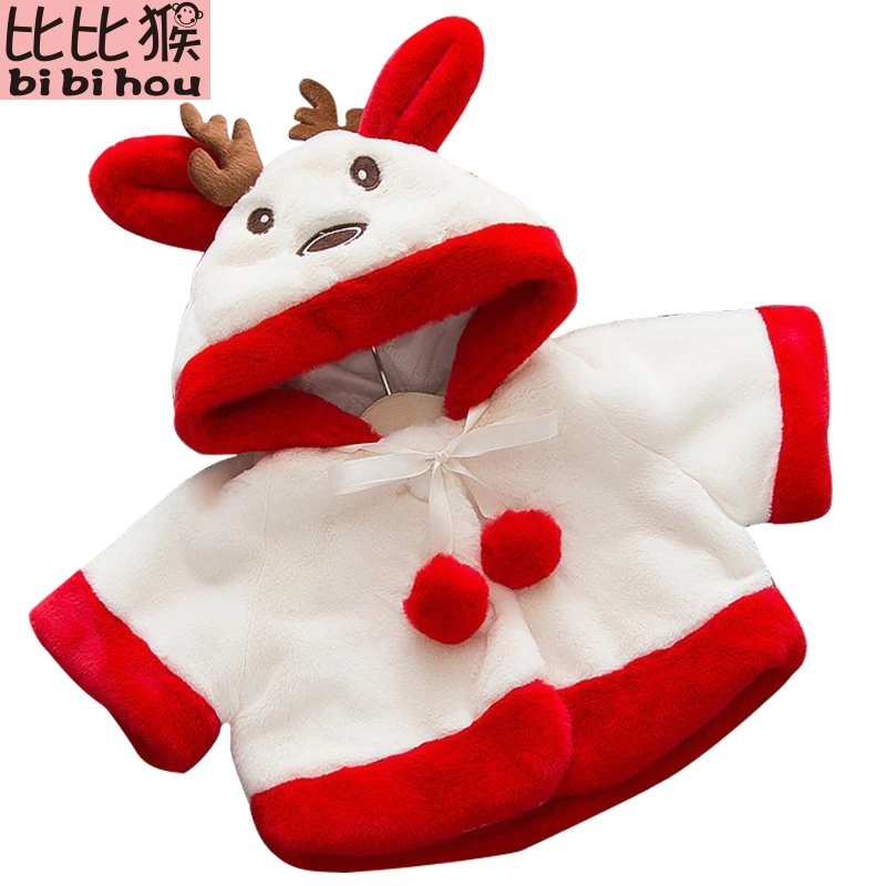 

Autumn Winter Baby coat Children's Christmas deer Fur Girls Artificial fur Coat Kids new Year coat Faux Fur Fabric Clothes