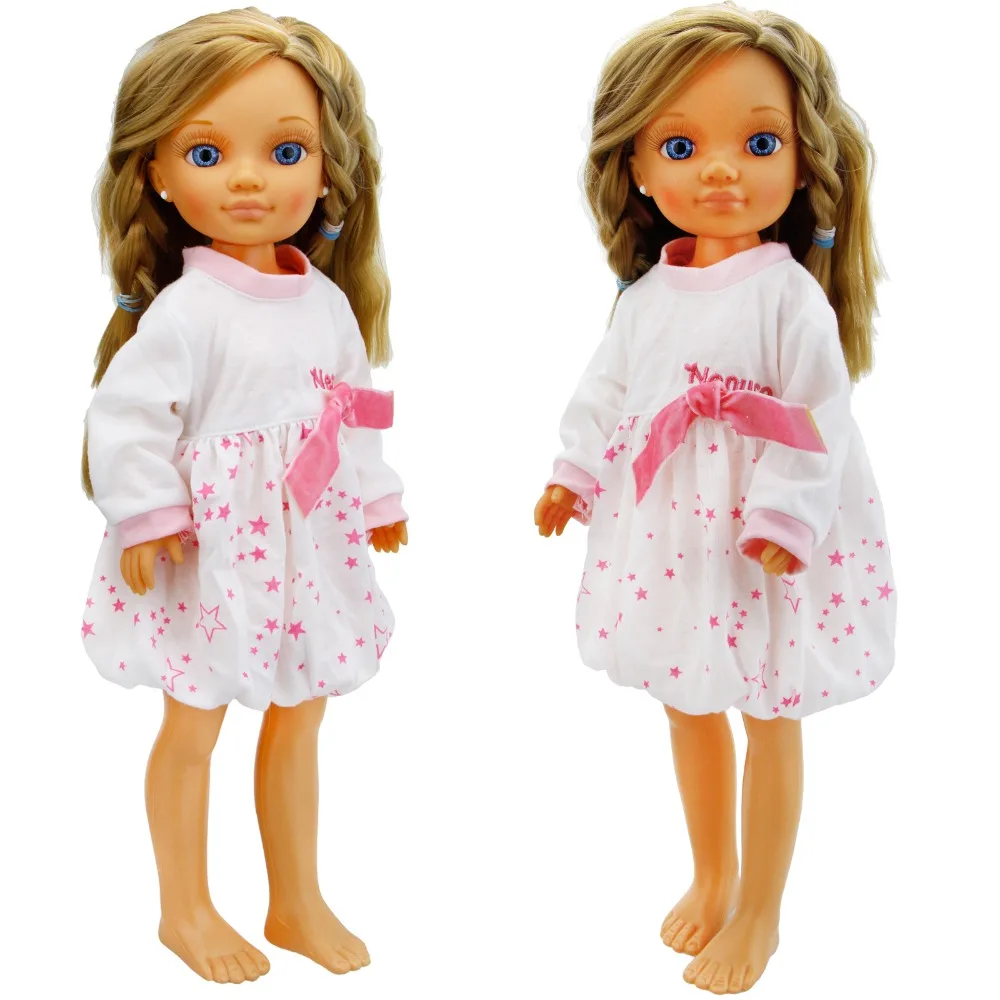 Модное розовое платье с узором в виде маленьких звезд, длинные рукава, юбка, вечерние наряды на каждый день, одежда, аксессуары для куклы Нэнси, 16 дюймов