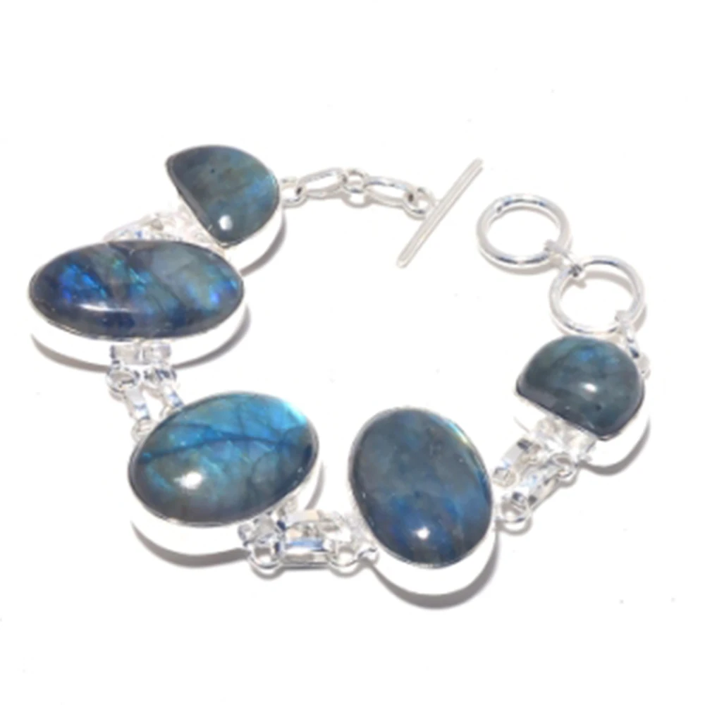 

Labradorite Bracelet Silver Overlay over Copper, 19cm , B3846
