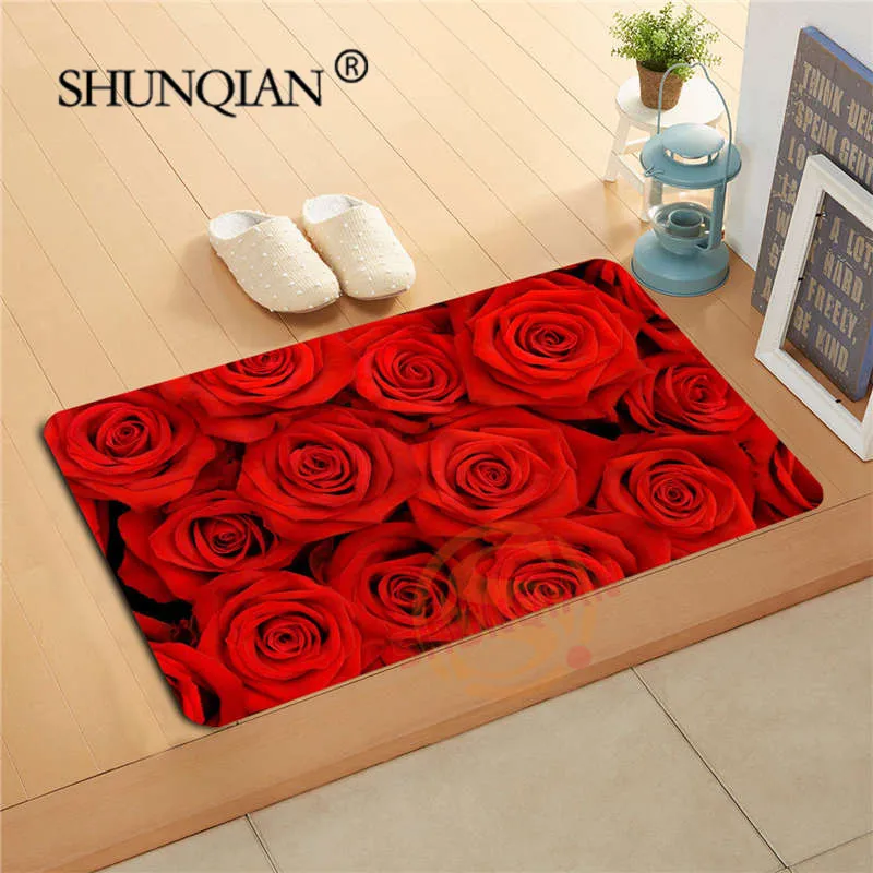 Flower Red Rose Doormat Custom Your Mats Print slip resistant Door Mat