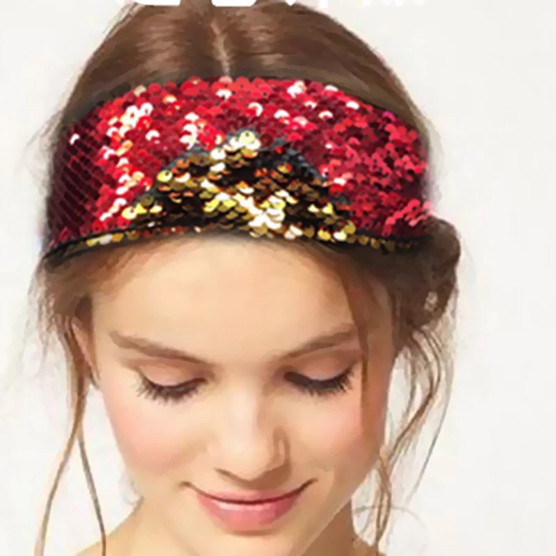 Мода 1 шт. широкий крест полный блестки головная повязка завязываемые эластичные женские вечерние вязаный тюрбан Двусторонняя повязка для волос