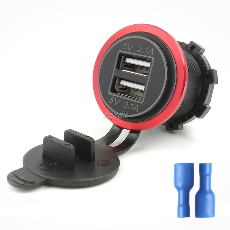 DC 12V 24V 4.2A зарядное устройство для мотоцикла лодки автомобиля с двумя USB портами