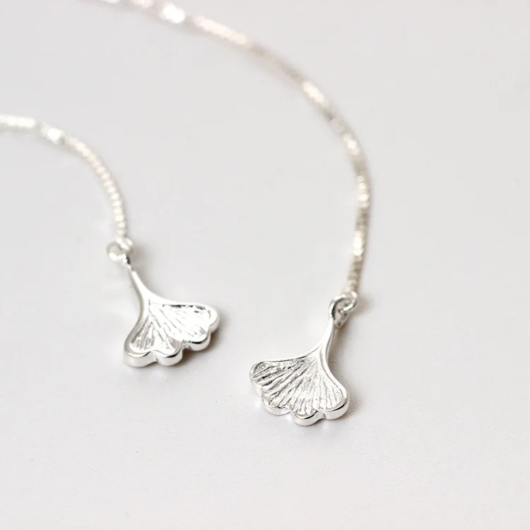 sweet Ginkgo ear line 100% 925 Sterling silver Jewelry fashion Hypoallergenic dangle earrings for women gift