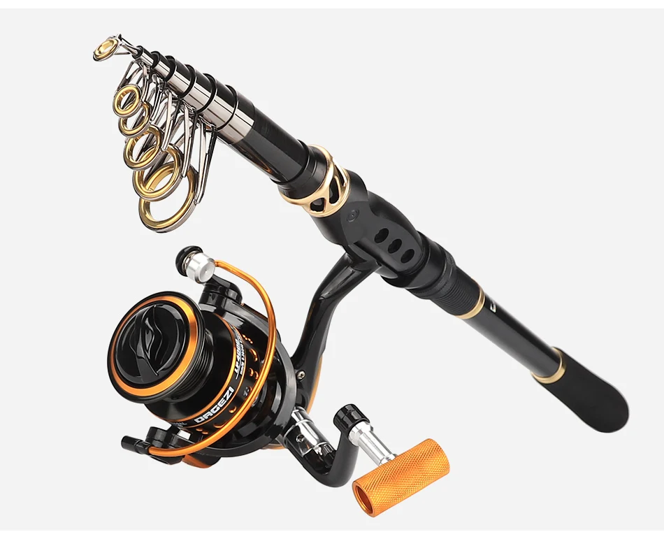 Vara de Pesca Varas de Pesca + Spinning Completo com Linha de Pesca m de Fibra de Carbono Dagezi Telescópica Reel Combo Kit 1.8-3.6 4 High Quality Esporte e Lazer