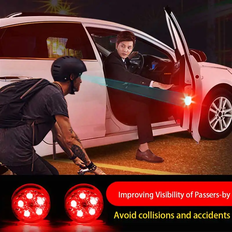 

2pcs/4pcs Universal Car Door LED Opening Warning lamp safely Flash Light Red Kit 5LED Magnetic Wireless Anti-collid signal light