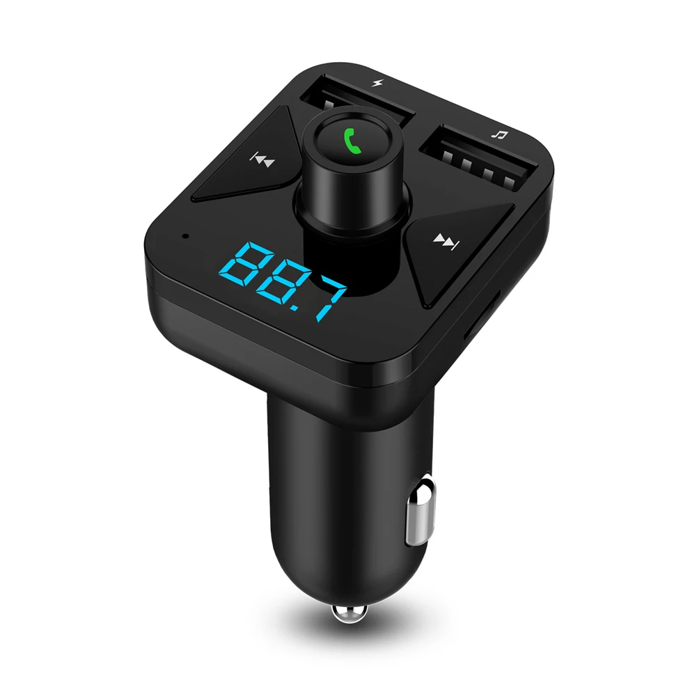 

12V 3.4A Smart Dual USB Bluetooth Hands-free MP3 Car Charger FM Transmitter Support TF Card LED screen