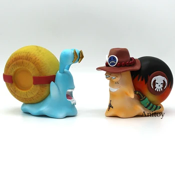 

Anime One Piece Luffy & Ace Den Den Mushi Telephone PVC Figures Toys 2pcs/set 11cm