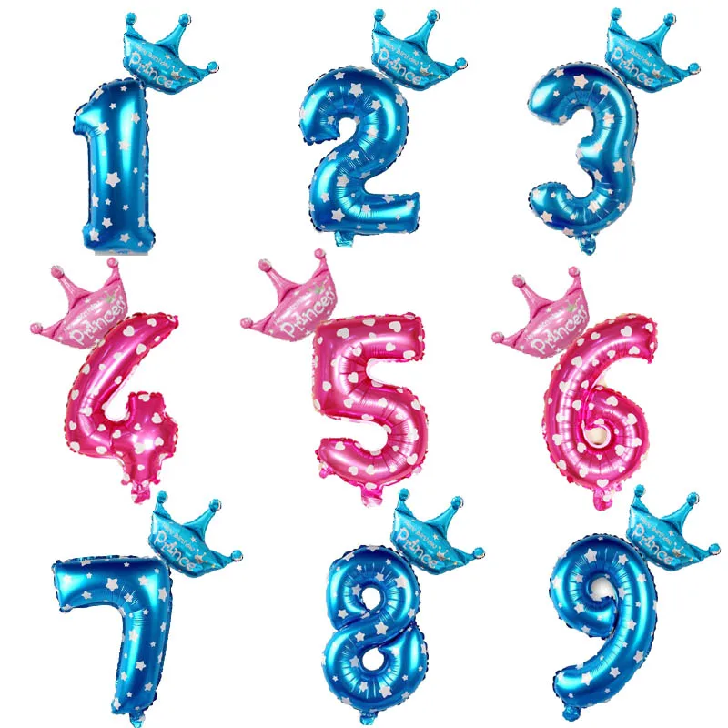 

2pcs/lot 32 Inch Blue/Pink Number Balloons Digit Balloon 0~9 Kids One First Year Old Boy Girl Birthday Party Decoration balloons