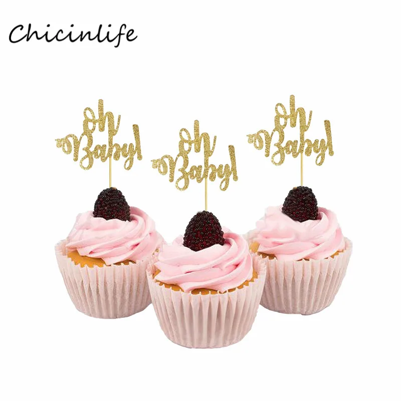 

Chicinlife 10Pcs Oh baby Cupcake topper Birthday Party Decoration Wild one Cupcake Topper Baby Shower Supplies