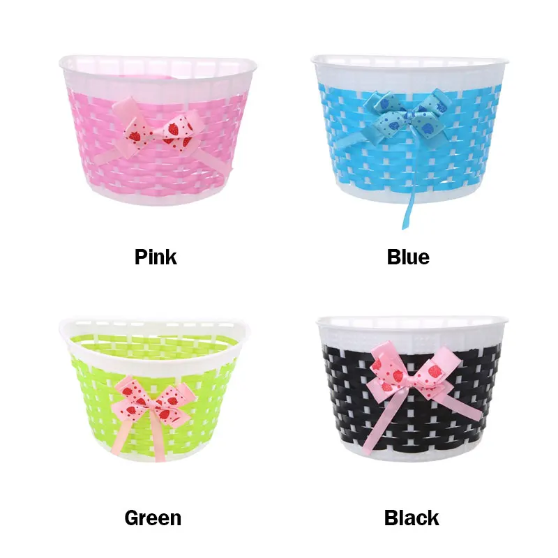 Excellent 2019 Lovely Chird Girl Gifts Bicycle Scooter Basket Children Bike Plastic Knitted Bow Knot Front Handmade Bag Sport Accessory 5