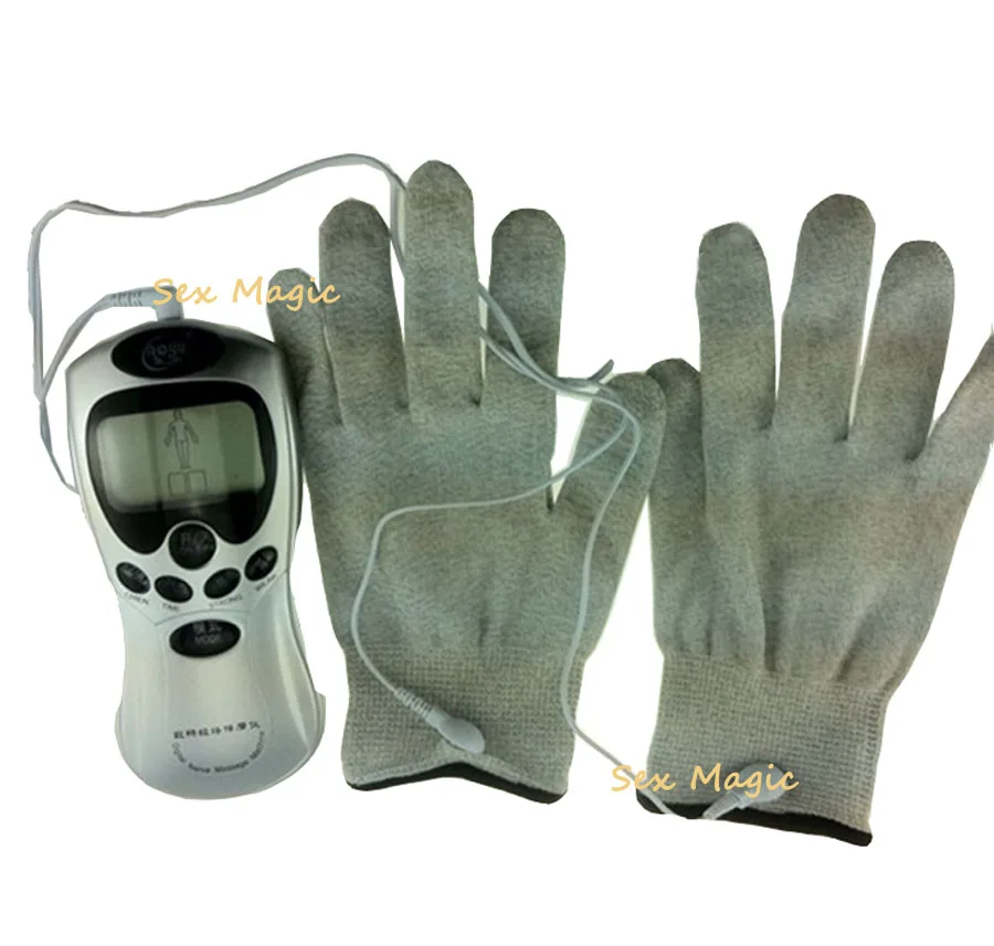 Electro Shock Massager For Full Body Silver Fiber Therapy Electrode Gloves Magic Glove For