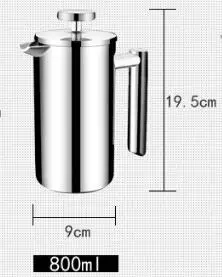 Френч-пресс для приготовления кофе Лучшие с двойными стенками 304 нержавеющая сталь кофейник изолированный кофе заварочный чайник - Цвет: 800ml