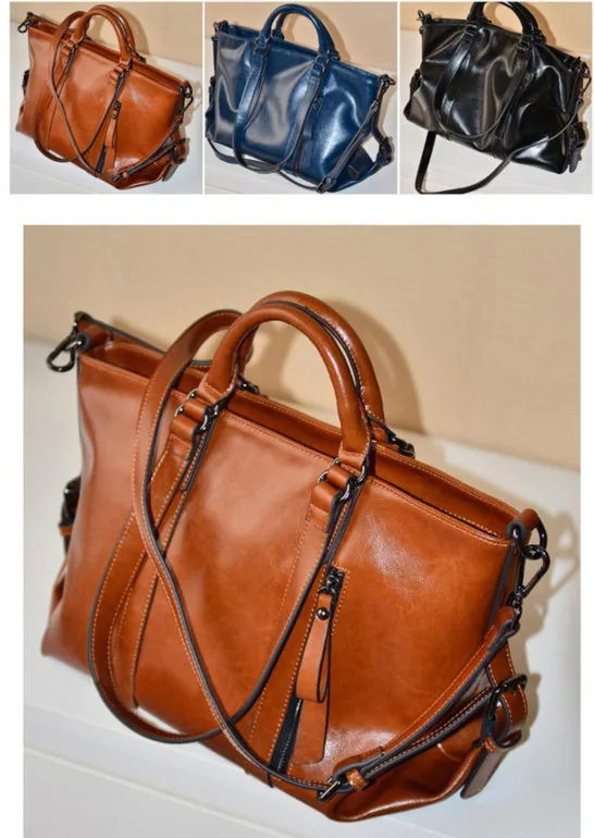 Brand Real Leather Large Capacity Handbags Casual Tote Women's Handbag Shoulder Bags For Women Feminina Messenger Bolsa Pocket