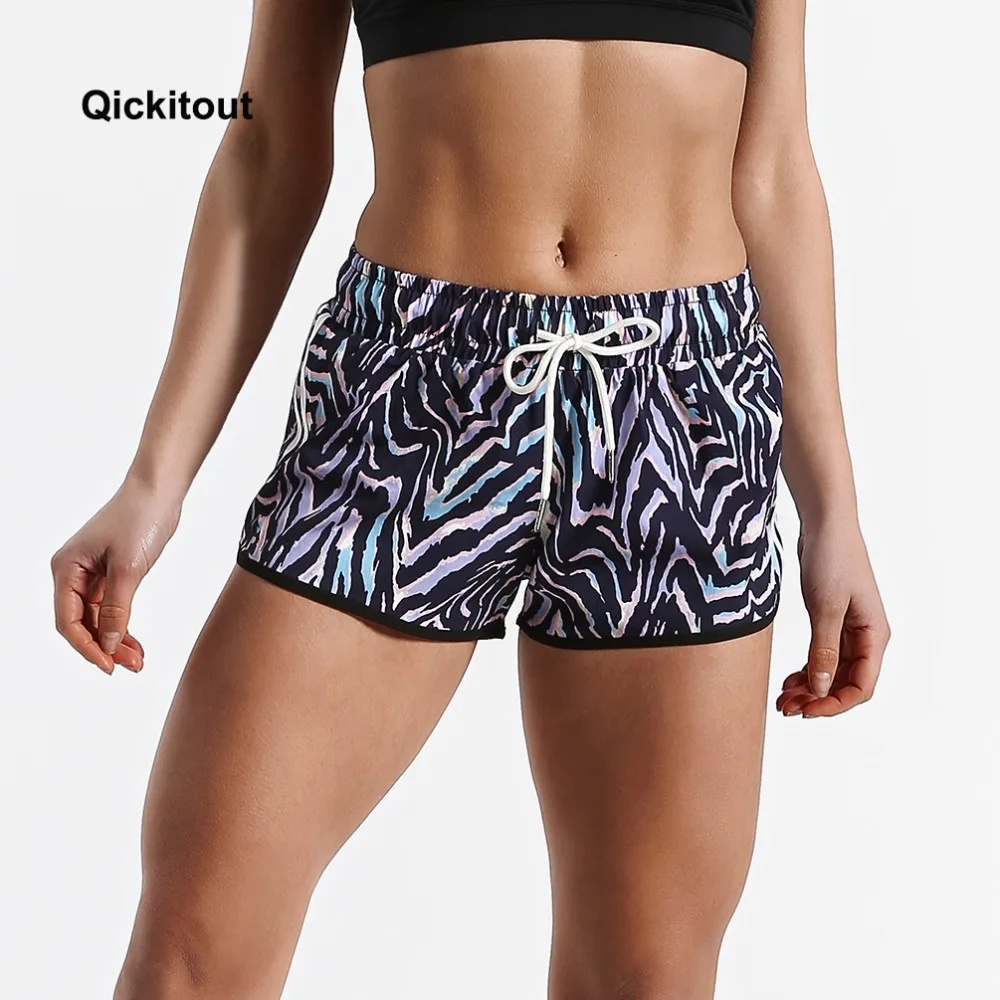 Qickitout Для женщин Шорты для женщин женские короткие штаны Фитнес одежда пикантные Зебра цветные леопардовая расцветка Шорты для женщин