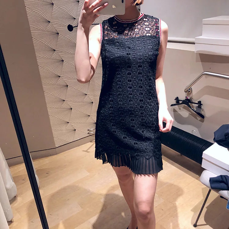 Женское кружевное платье без рукавов Лето повседневная одежда бренд