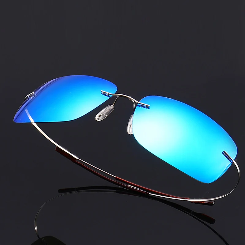 

Rimless Polarized Sunglasses for Men Driving Mens Sunglasses Rectangular Vintage Sun Glasses For Men/Women Titanium Frame