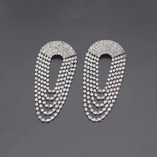 Круг Многослойные серьги в Корейском стиле Роскошные звезды с серебряными кисточкой серьги личности мода подиум полная длина серьги 675