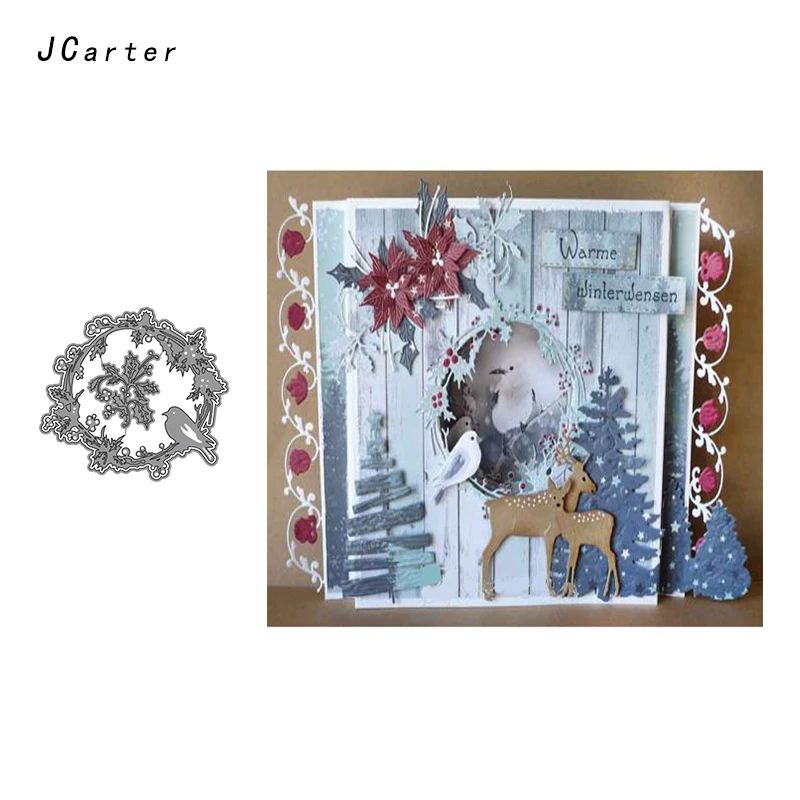 

JCarter Flower Wreath Bird Metal Cutting Dies for Scrapbooking DIY Album Embossing Folder Card Photo Template Background Stencil