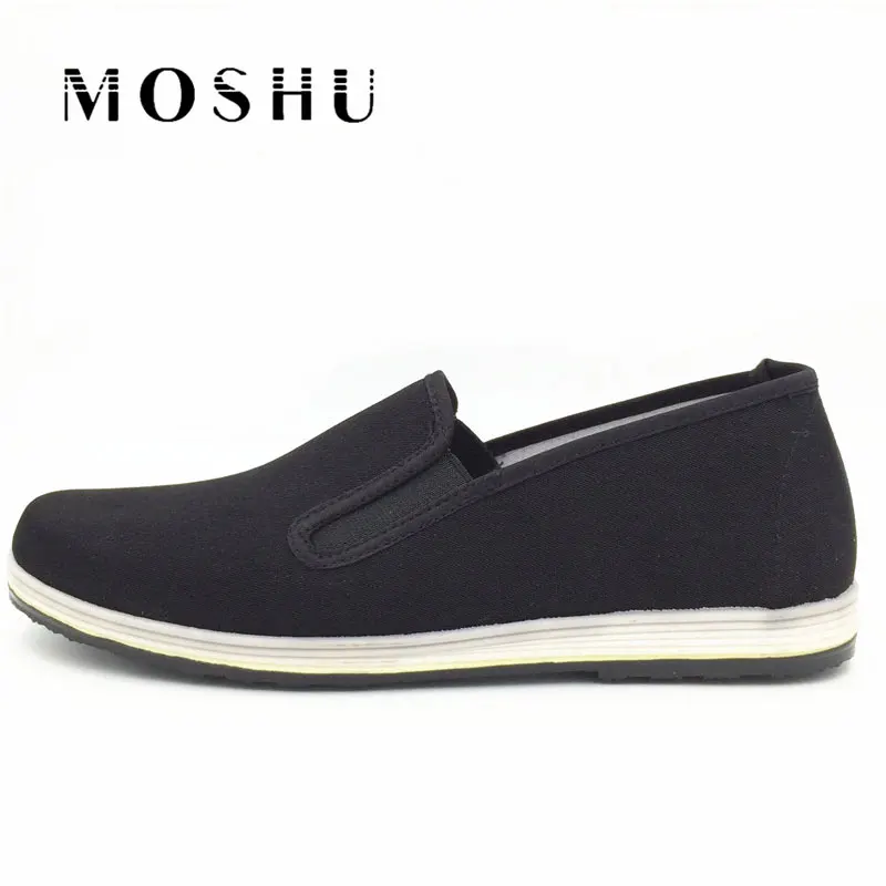 

Women&Men Casual Shoes Slip On Sneakers Canvas Flat Shoes Unisex Easy Walking Chinese Kongfu Style Size 35-45 black