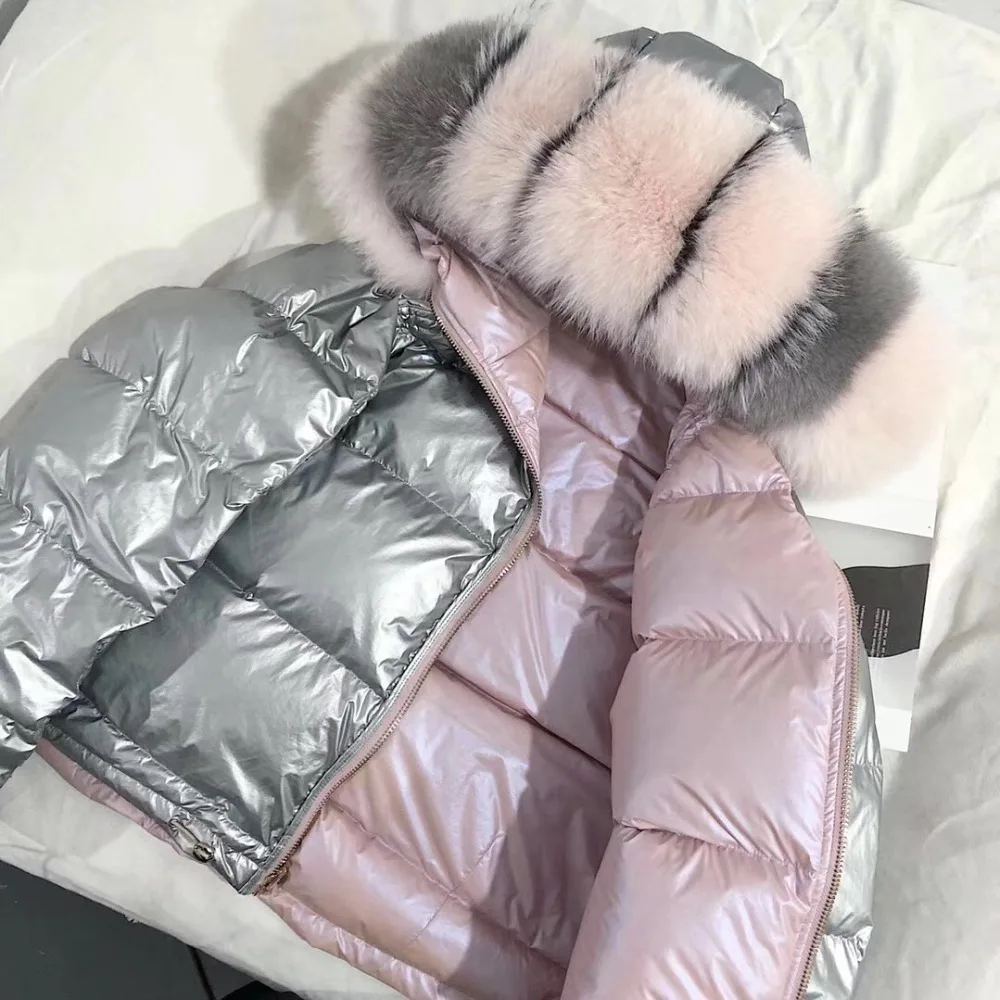 

2019 Women Fashion Jacket Winter Jacket Coat Real Fox Fur Collar Outerwear Thick Warm Winter Clothing Warm cotton coat