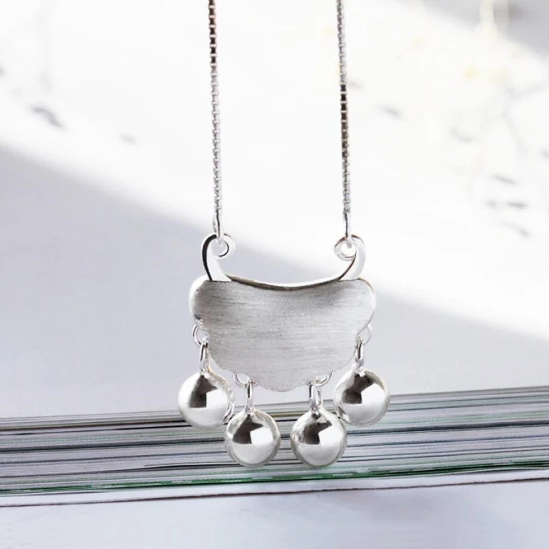 

Simple Drawing Longevity Lock Gift 925 Sterling Silver Clavicle Chain Temperament Personality Trendy Female Necklace SNE226
