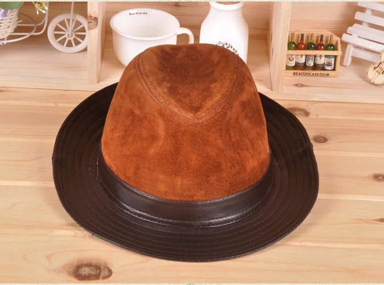 Мужская шляпа из овечьей кожи, модная мужская шапка из натуральной кожи, модная ковбойская шляпа с широкими полями, 3 цвета, B-7242
