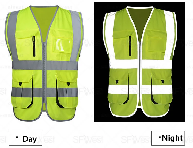 SFvest hi vis Топы безопасности светоотражающий жилет желтый черный защитная одежда hi vis Спецодежда