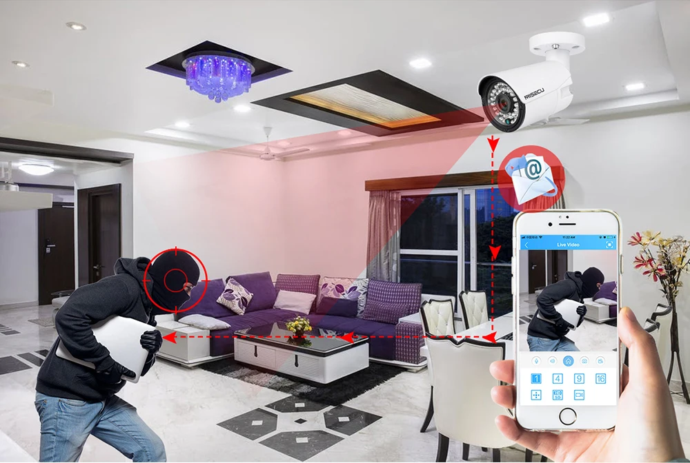 MISECU 4.0MP H.265/H.264 48 V POE IP Камера аудио запись металлических пулеобразных