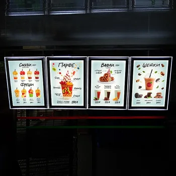 

A3 Size Acrylic Frame Led Edge-lit Restaurant Menu Light Box