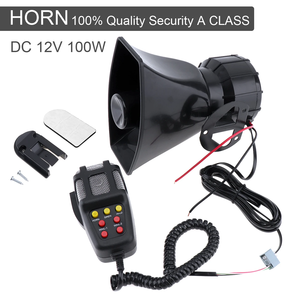100 W 12 V السيارات سيارة دراجة نارية مركبة تحذير صافرة إنذار بصوت عال القرن الشرطة رجال الاطفاء الإسعاف مكبر الصوت 7 الصوت لهجة مع MIC