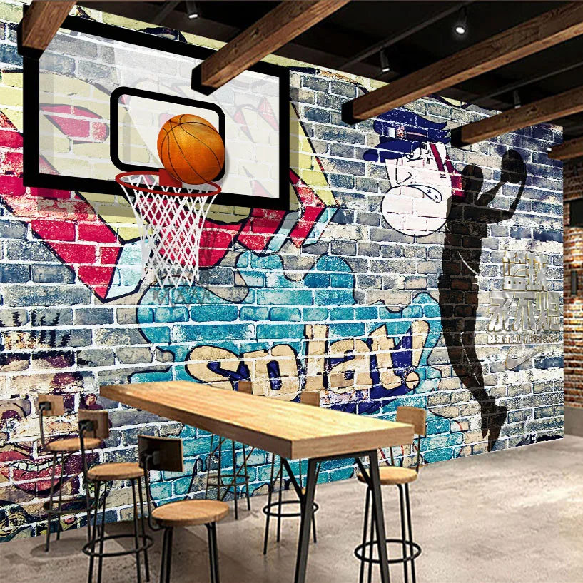 Colorful basketball art print Basketball net and ball Sports photo print Bedroom wall art decor Street art Urban art Modern sports art
