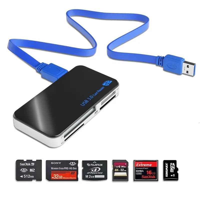 Baolyda USB 3.0 Hub High Speed Card Reader USB 3.0 All in One SD/Micro SD/TF/CF/MS Compact Flash Smart Memory Card Adapter